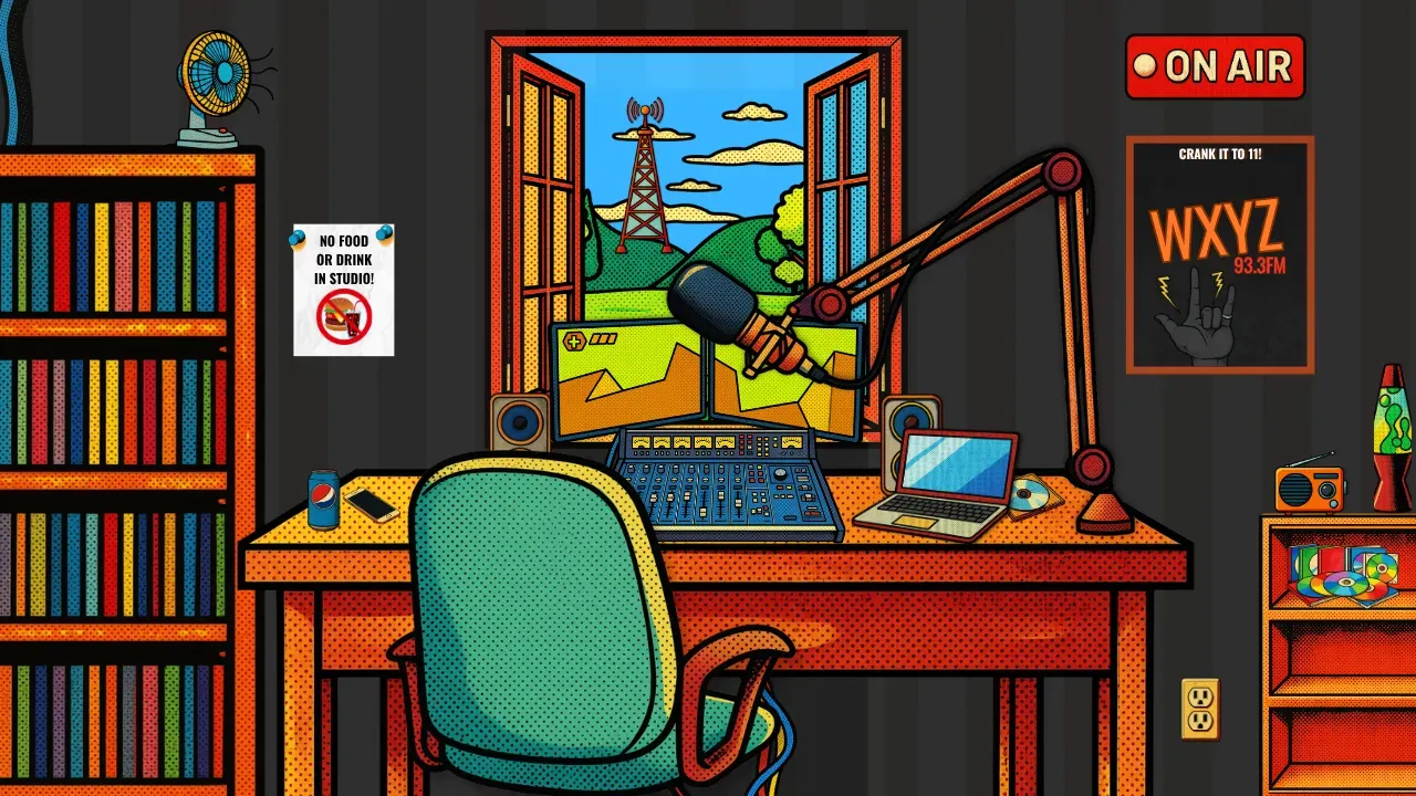 The studio: racks, monitors and patch panels